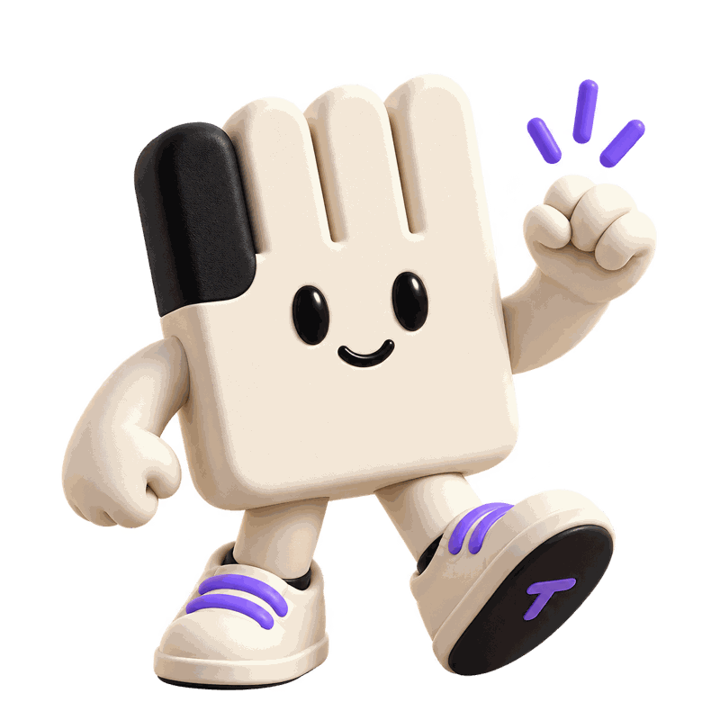 Tally cheering with a fist in the air